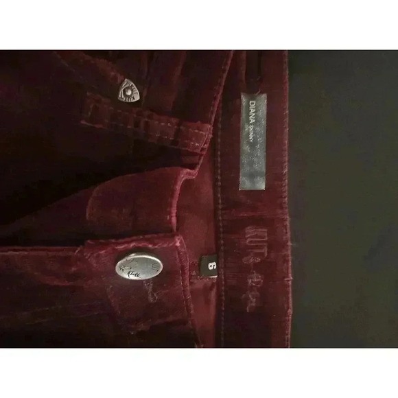 Kut From The Kloth Wine Red Corduroy Skinny Pants 5 Pocket Size 6 - Picture 3 of 5